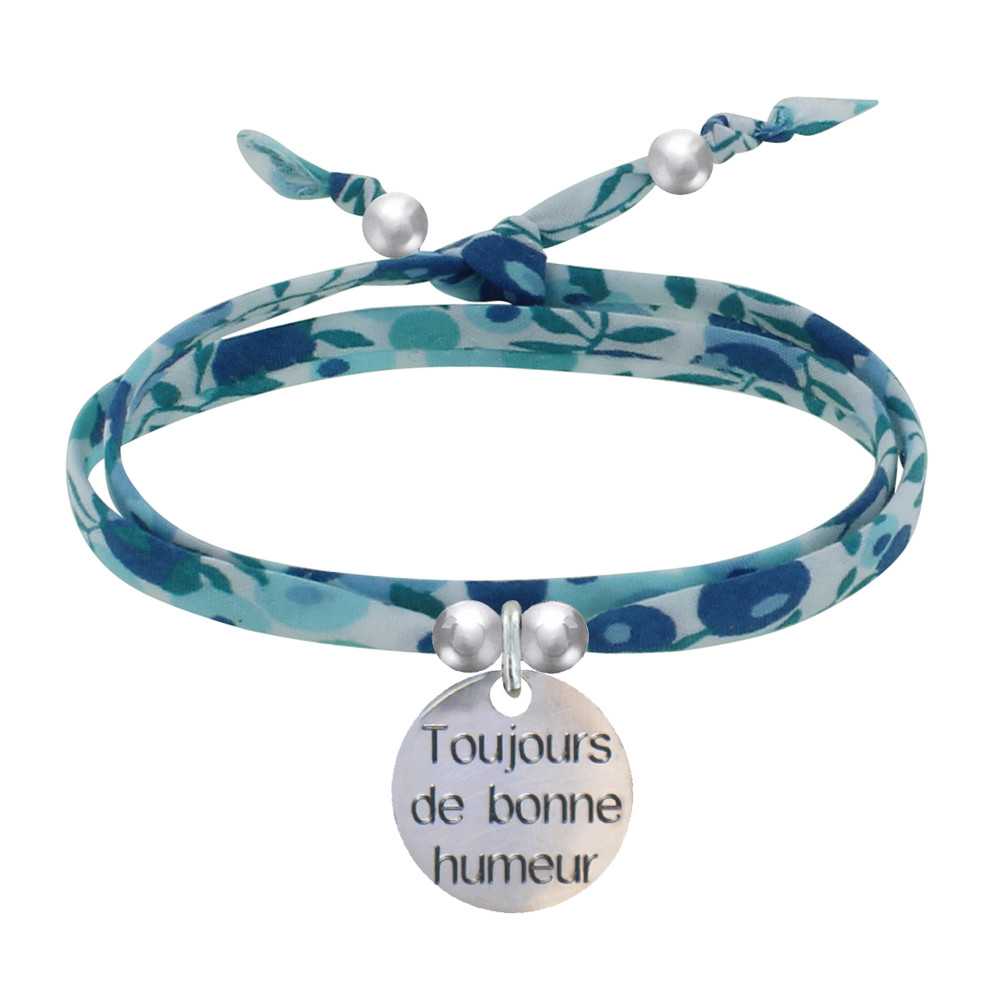 LES POULETTES BIJOUX Bracelet Double Tour Lien liberty et Médaille Toujours de Bonne