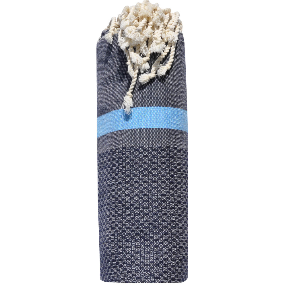 LES POULETTES BIJOUX Fouta Drap Plage et Hammam Coton Nid d'Abeille Gris avec Bande