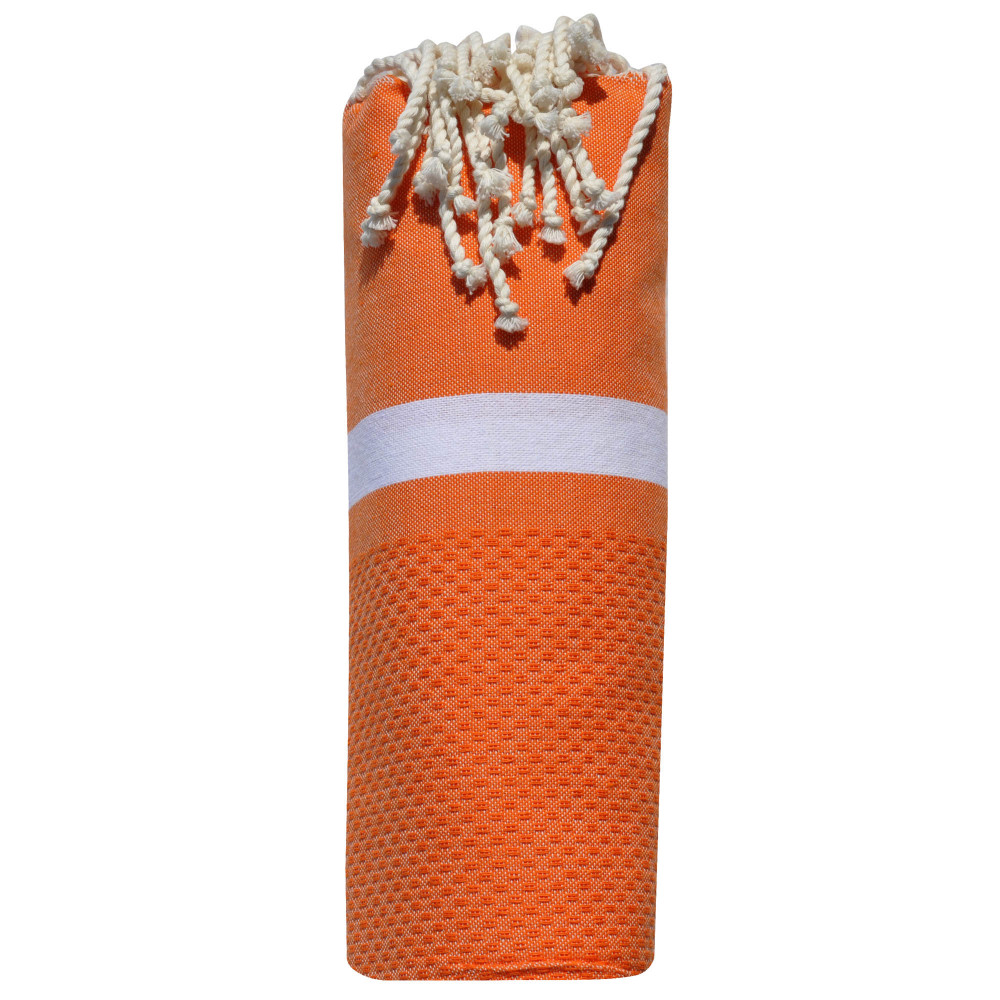 LES POULETTES BIJOUX Fouta Drap Plage et Hammam Coton Nid d'Abeille avec Bande Blanc