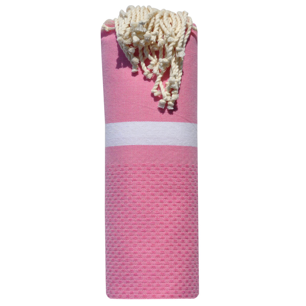 LES POULETTES BIJOUX Fouta Drap Plage et Hammam Coton Nid d'Abeille avec Bande Blanc