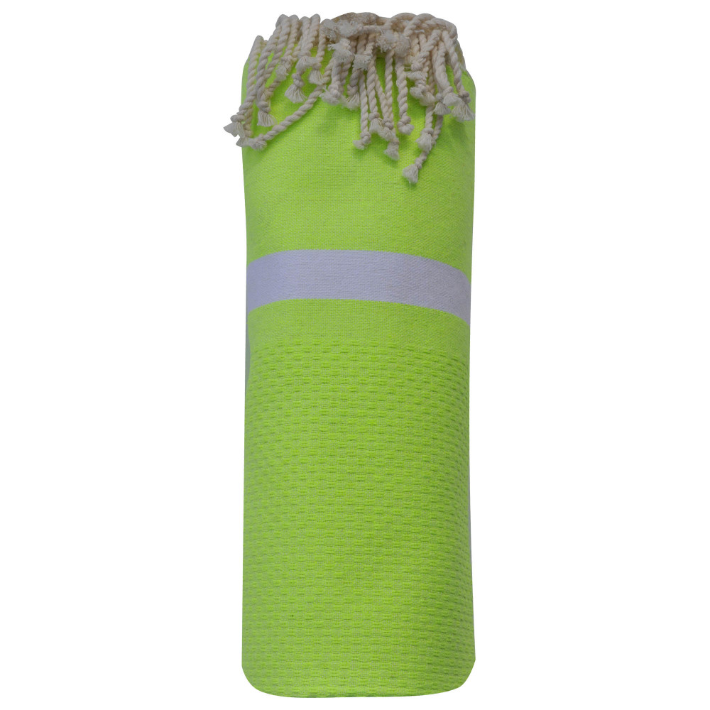 LES POULETTES BIJOUX - Fouta Drap Plage et Hammam Coton Nid d'Abeille Fluo avec Band