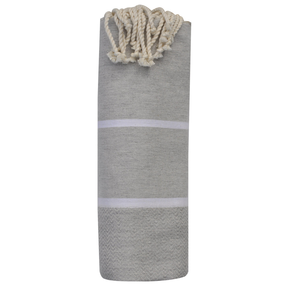 LES POULETTES BIJOUX Fouta Drap Plage et Hammam Coton Chevrons Deux Bandes Blanches