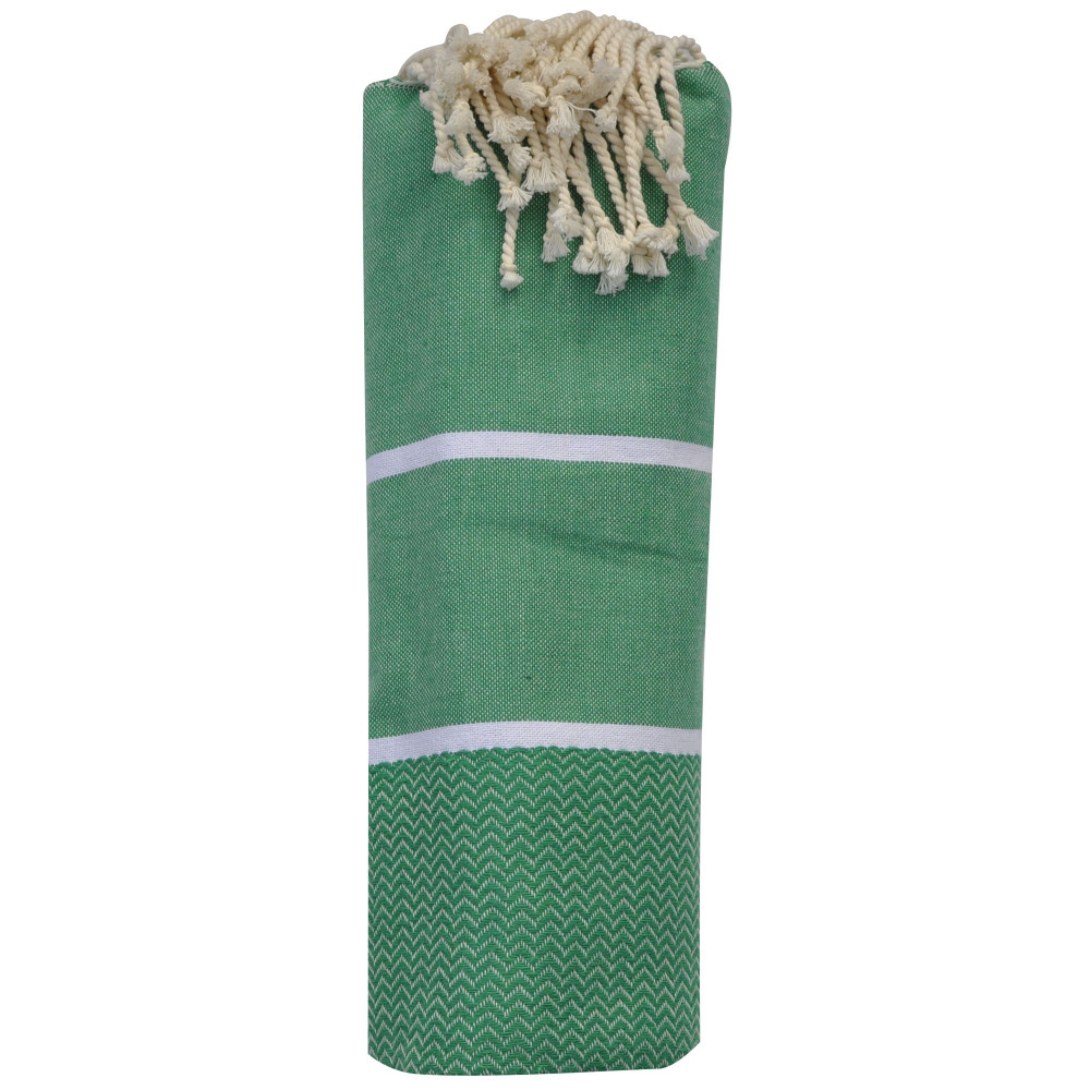 LES POULETTES BIJOUX Fouta Drap Plage et Hammam Coton Chevrons Deux Bandes Blanches