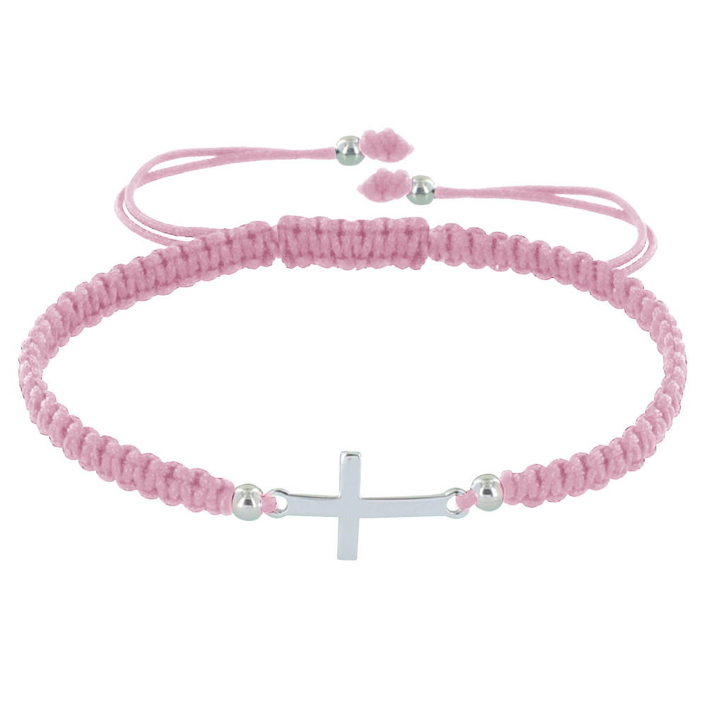 LES POULETTES BIJOUX Bracelet Argent 925 Croix Lien Tréssé - Classics - Rose