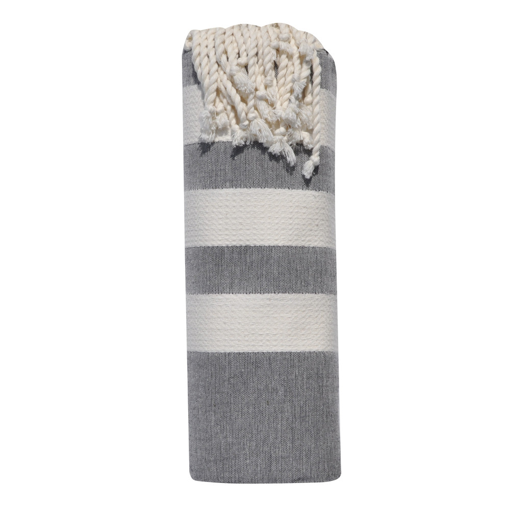 LES POULETTES BIJOUX Fouta Drap Plage et Hammam Coton Trois Bandes Chevrons Beige 10