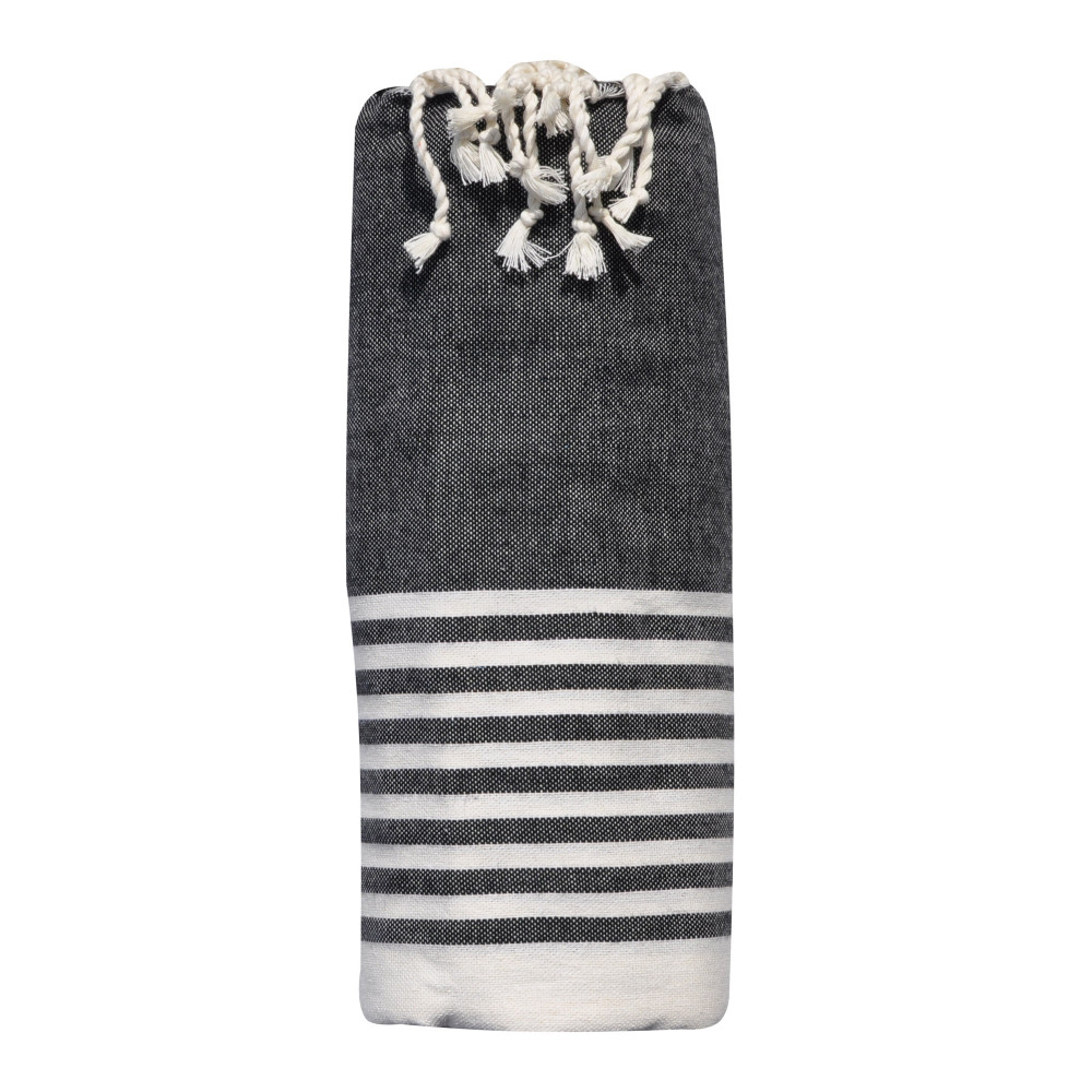 LES POULETTES BIJOUX Grand Fouta Drap Plage et Hammam Coton Petites Rayures Blanches