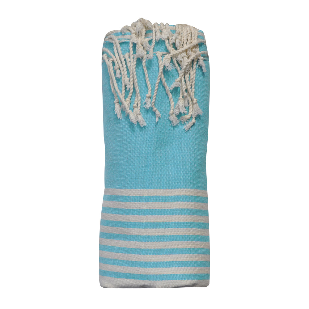 LES POULETTES BIJOUX Grand Fouta Drap Plage et Hammam Coton Petites Rayures Blanches