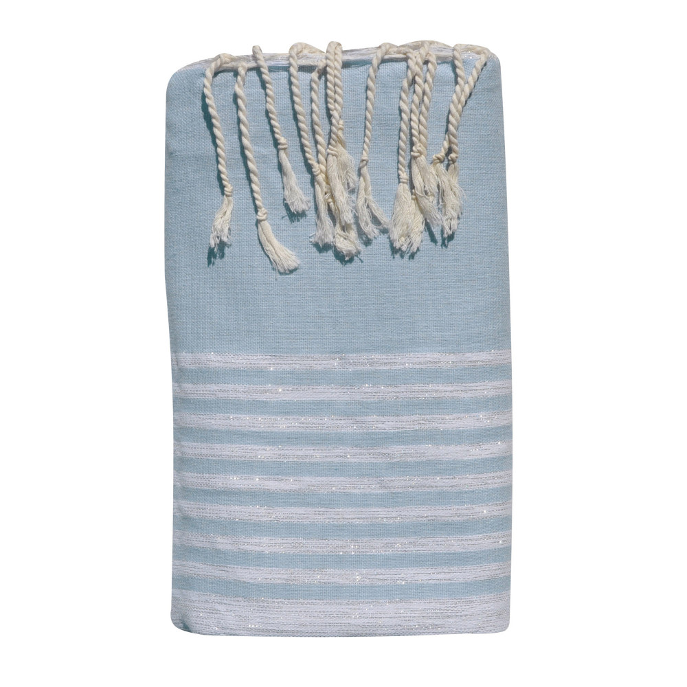 LES POULETTES BIJOUX Grand Fouta Drap Plage et Hammam Coton Petites Rayures Lurex Ar