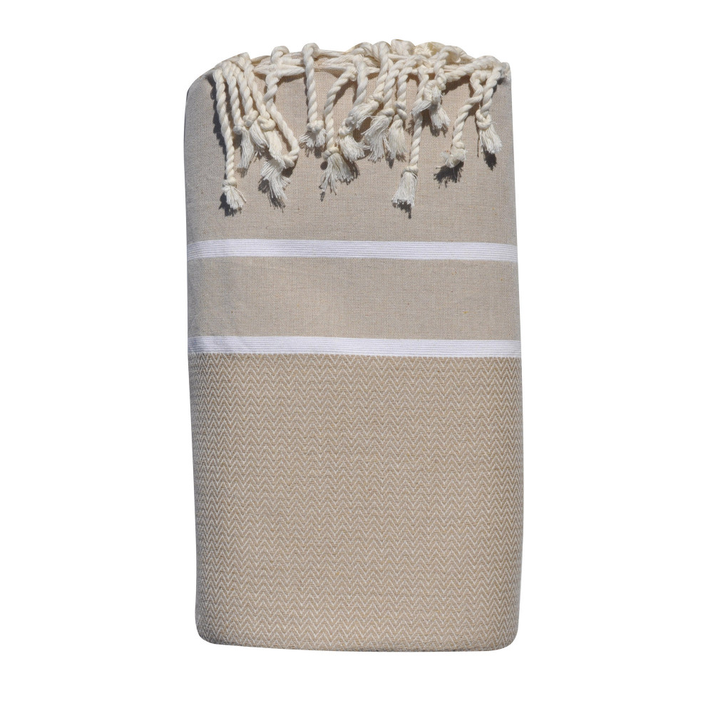 LES POULETTES BIJOUX Grand Fouta Drap Plage et Hammam Coton Chevrons Deux Bandes Bla