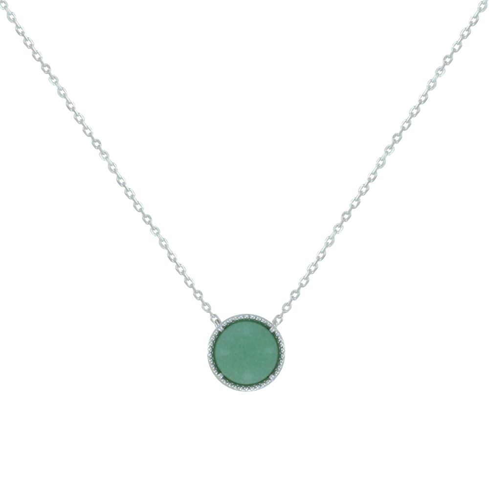 LES POULETTES BIJOUX Collier Argent Rhodié Rond d'Aventurine
