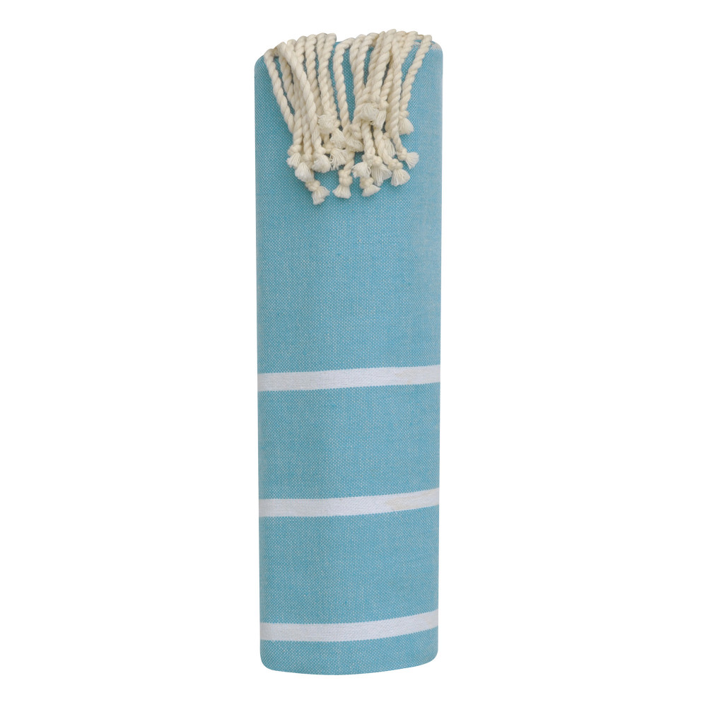 LES POULETTES BIJOUX Fouta Drap Plage et Hammam Coton Couleur Turquoise Petites Rayu