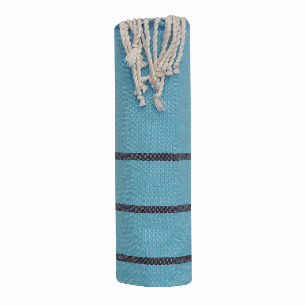 LES POULETTES BIJOUX Fouta Drap Plage et Hammam Coton Couleur Turquoise Petites Rayu