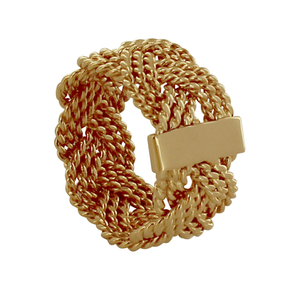 LES POULETTES BIJOUX Bague Plaqué Or Large Torsade - taille 56