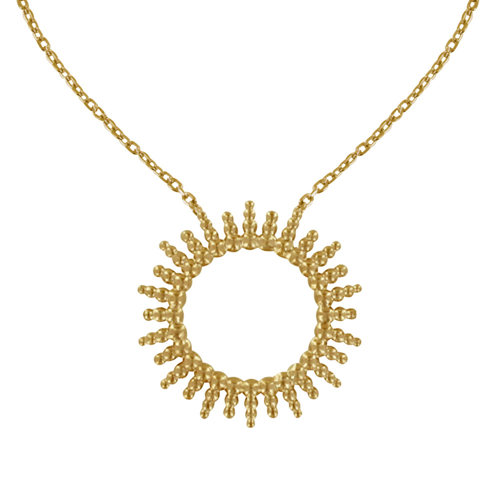 LES POULETTES BIJOUX Collier Plaqué Or Soleil de Billes Ajouré