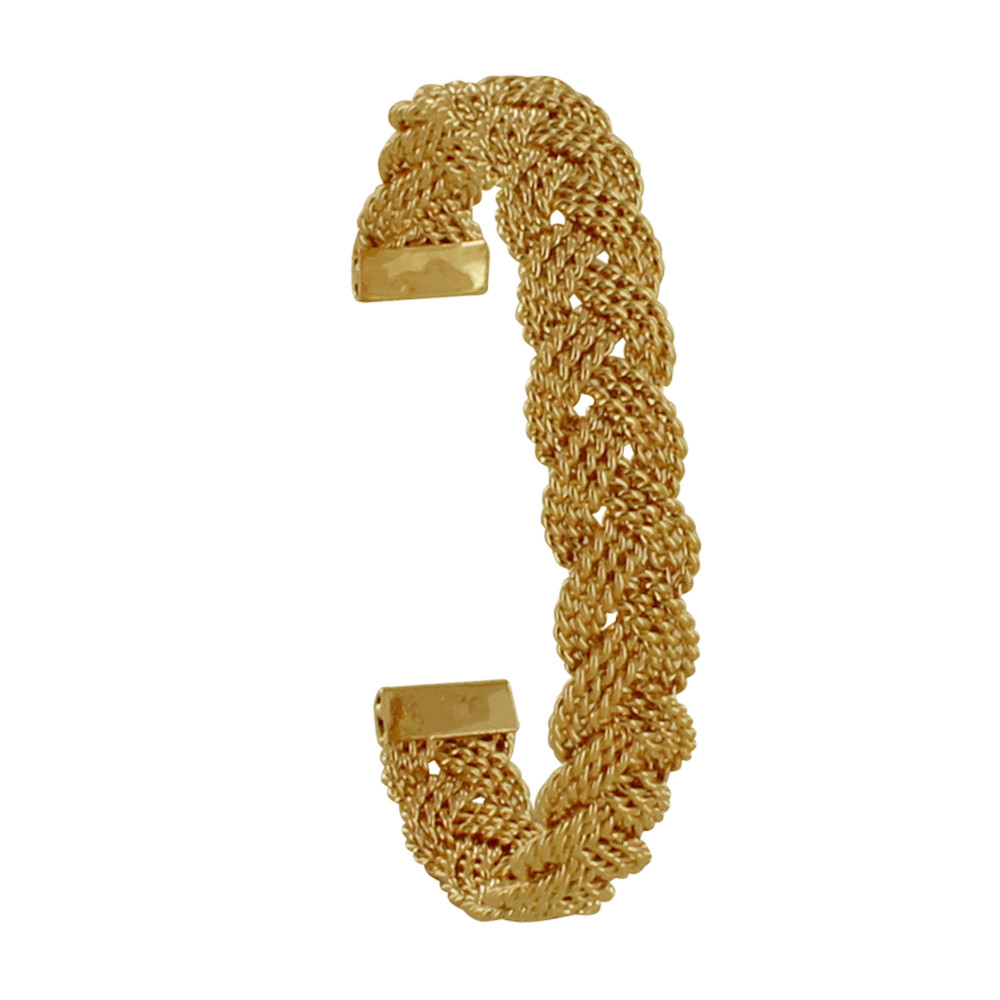 LES POULETTES BIJOUX Bracelet Plaqué Or Demi Jonc Large Torsade