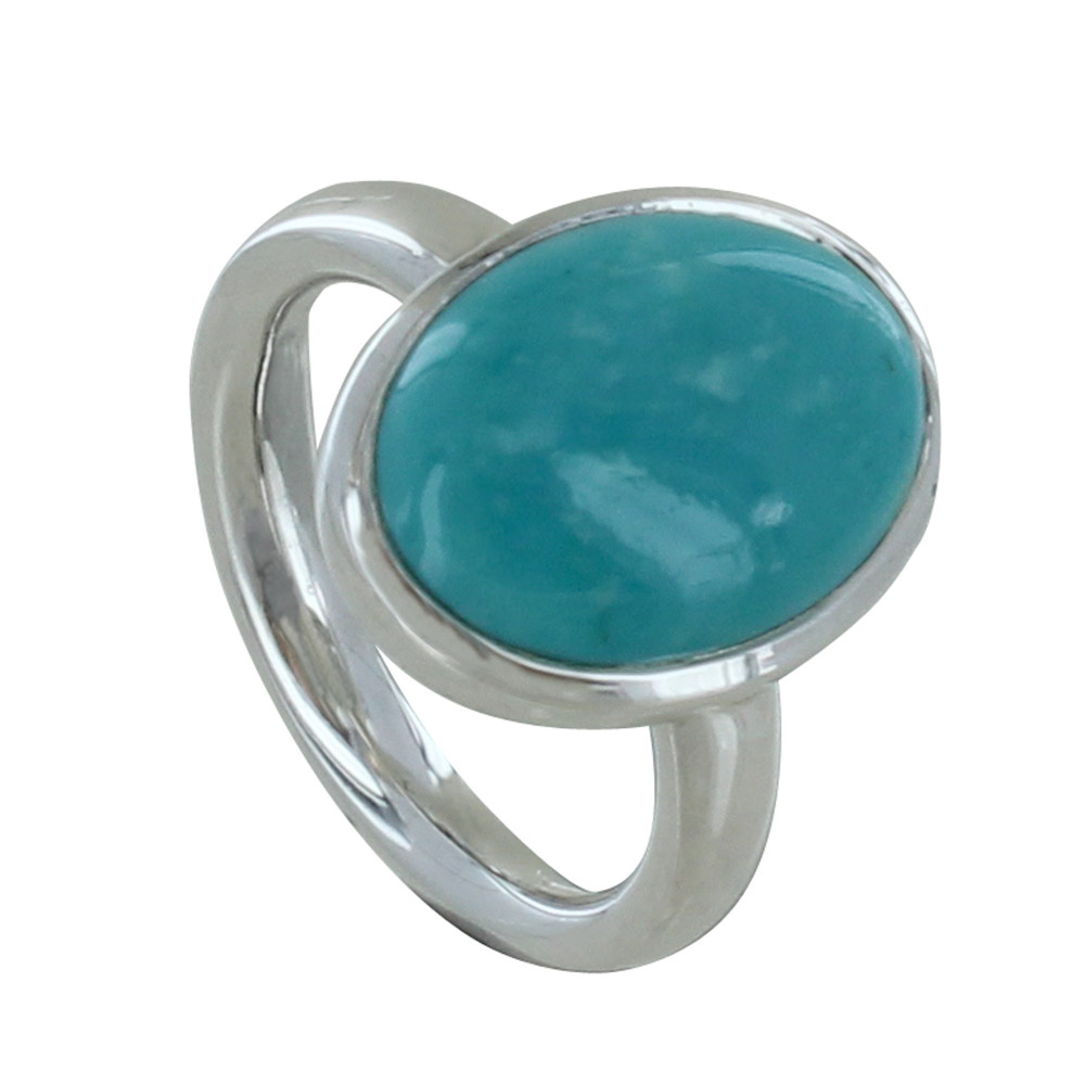 LES POULETTES BIJOUX Bague Argent 925 Ovale de Turquoise - taille 60