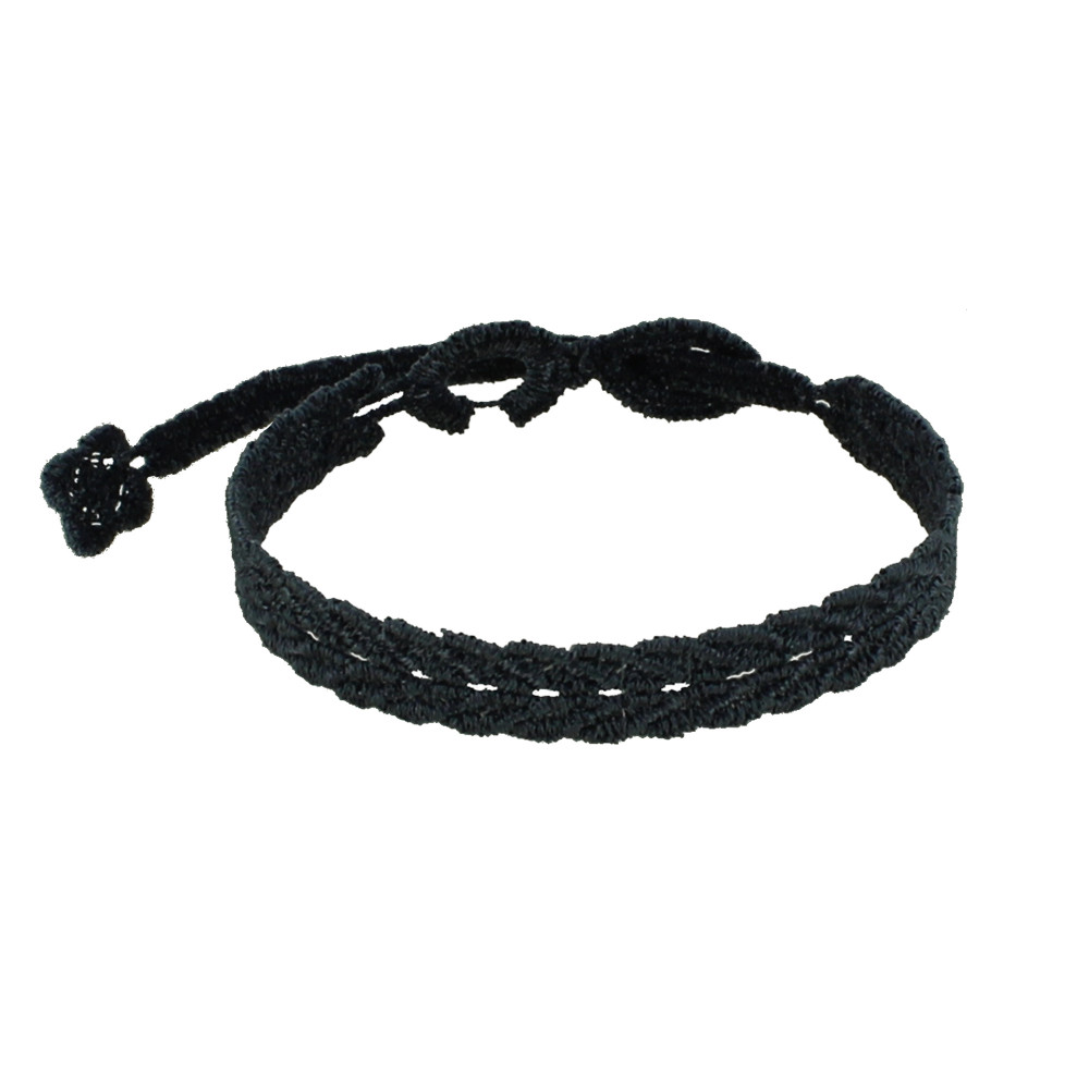 LES POULETTES BIJOUX Cruciani Bracelet Homme Dentelle Prospérité Noir