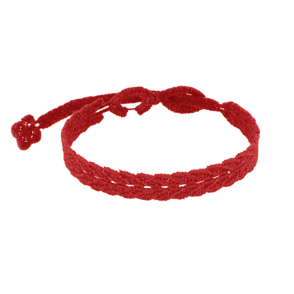 LES POULETTES BIJOUX Cruciani Bracelet Homme Dentelle Prospérité Rouge