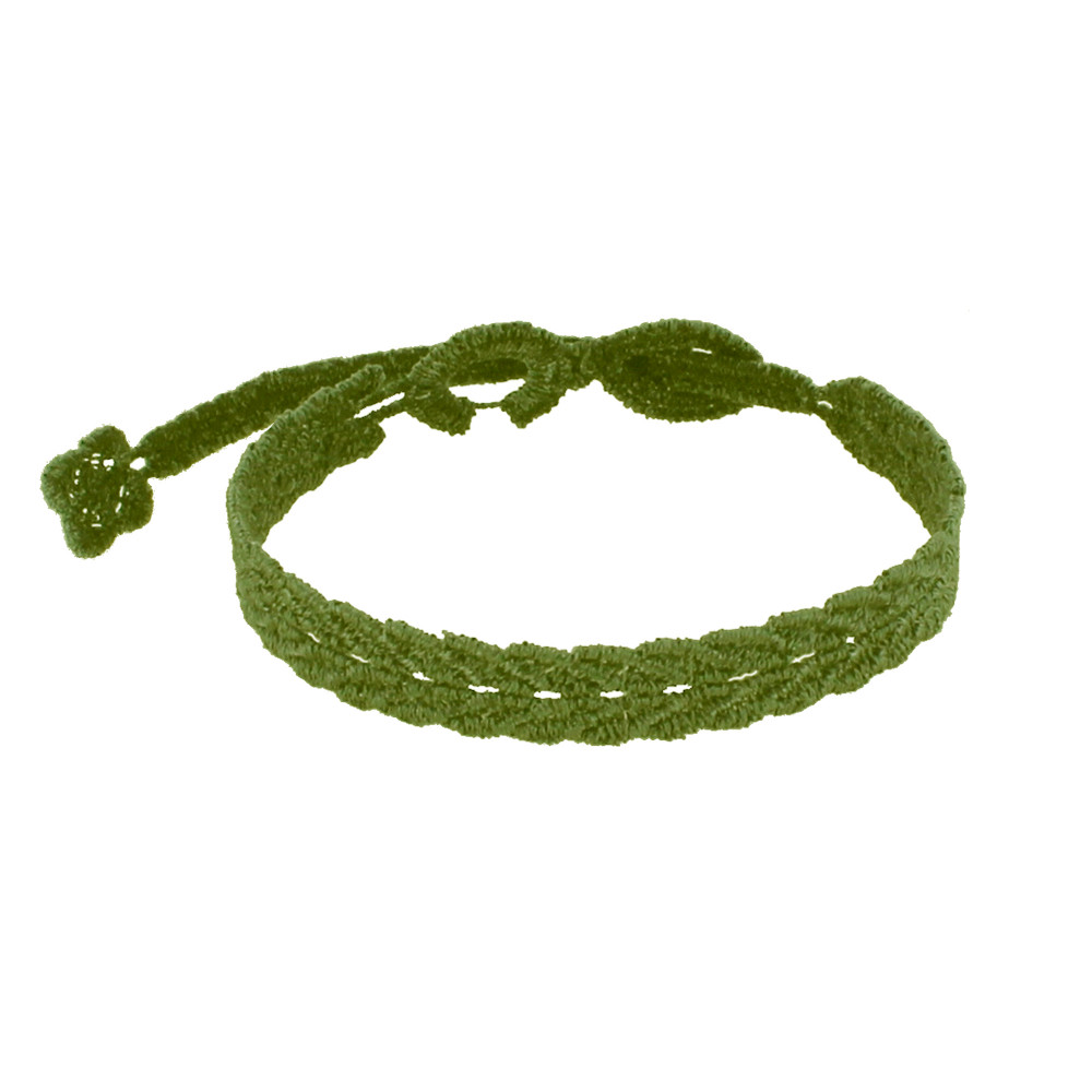 LES POULETTES BIJOUX Cruciani Bracelet Homme Dentelle Prospérité Vert