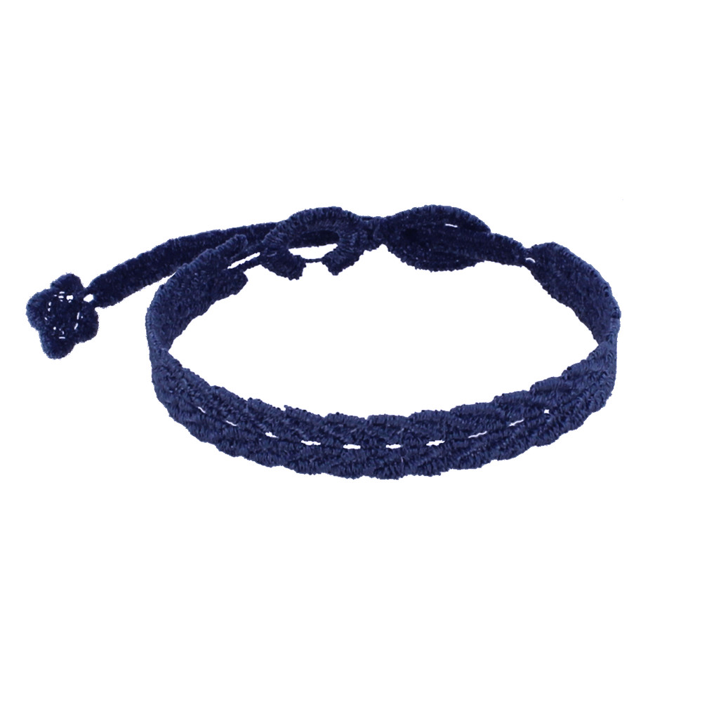 LES POULETTES BIJOUX Cruciani Bracelet Homme Dentelle Prospérité Bleu Navy