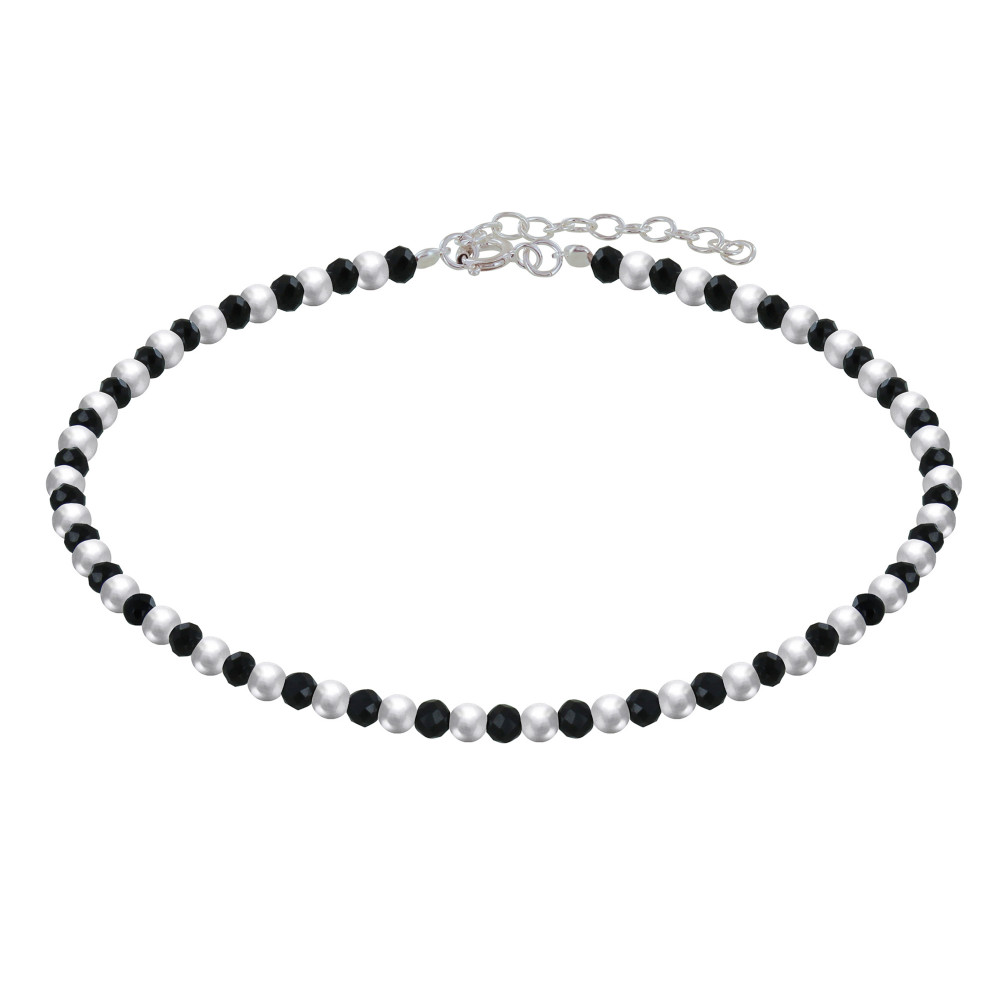 LES POULETTES BIJOUX Bracelet Perles Argent et Perles d'Onyx Noir Facetté