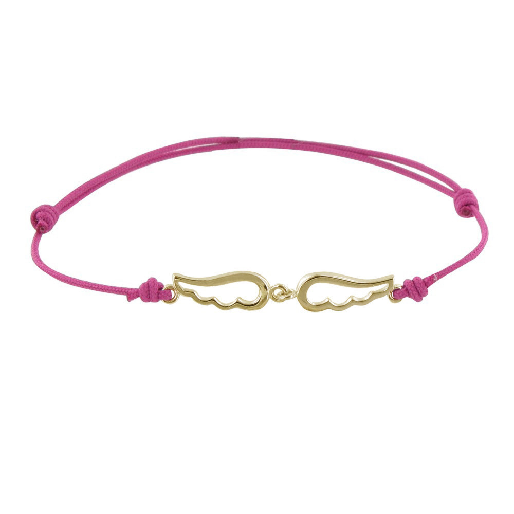 LES POULETTES BIJOUX Bracelet Plaqué Or sur Lien Deux Petites Ailes d'Ange Ajourées