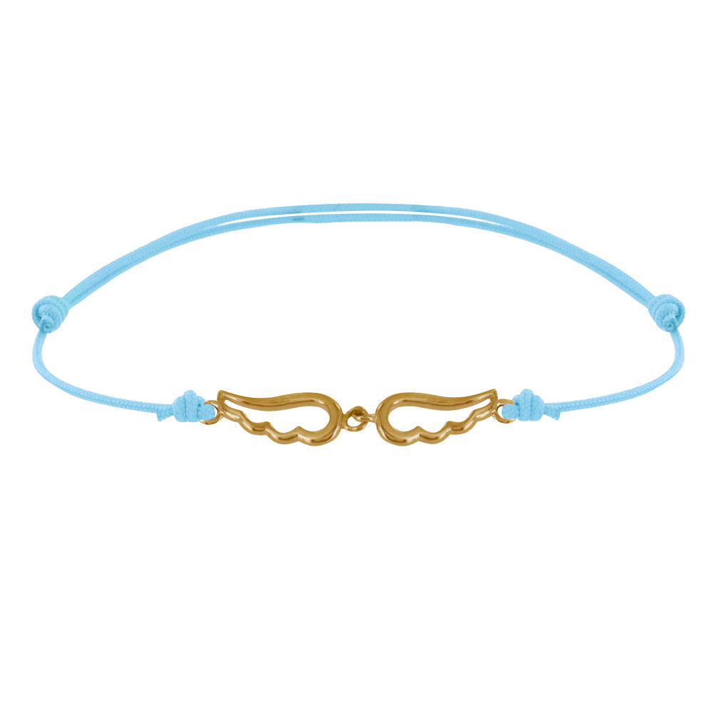 LES POULETTES BIJOUX Bracelet Plaqué Or sur Lien Deux Petites Ailes d'Ange Ajourées