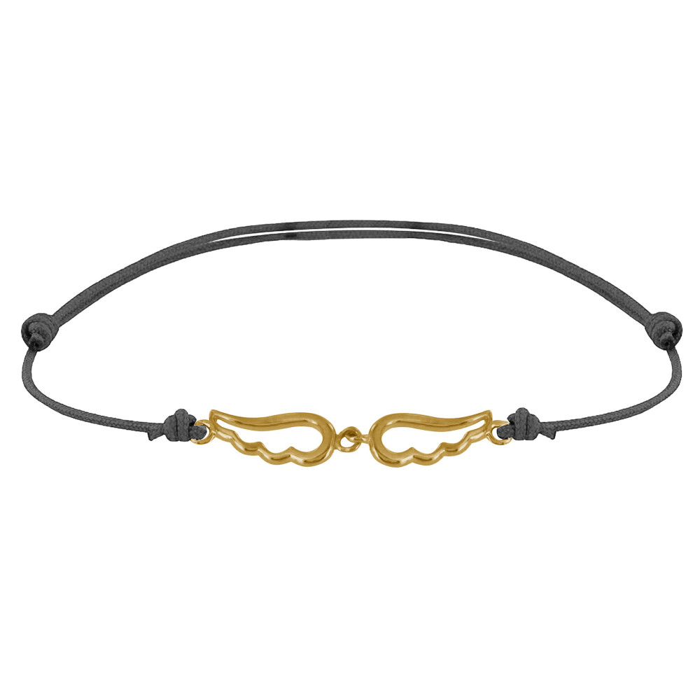 LES POULETTES BIJOUX Bracelet Plaqué Or sur Lien Deux Petites Ailes d'Ange Ajourées
