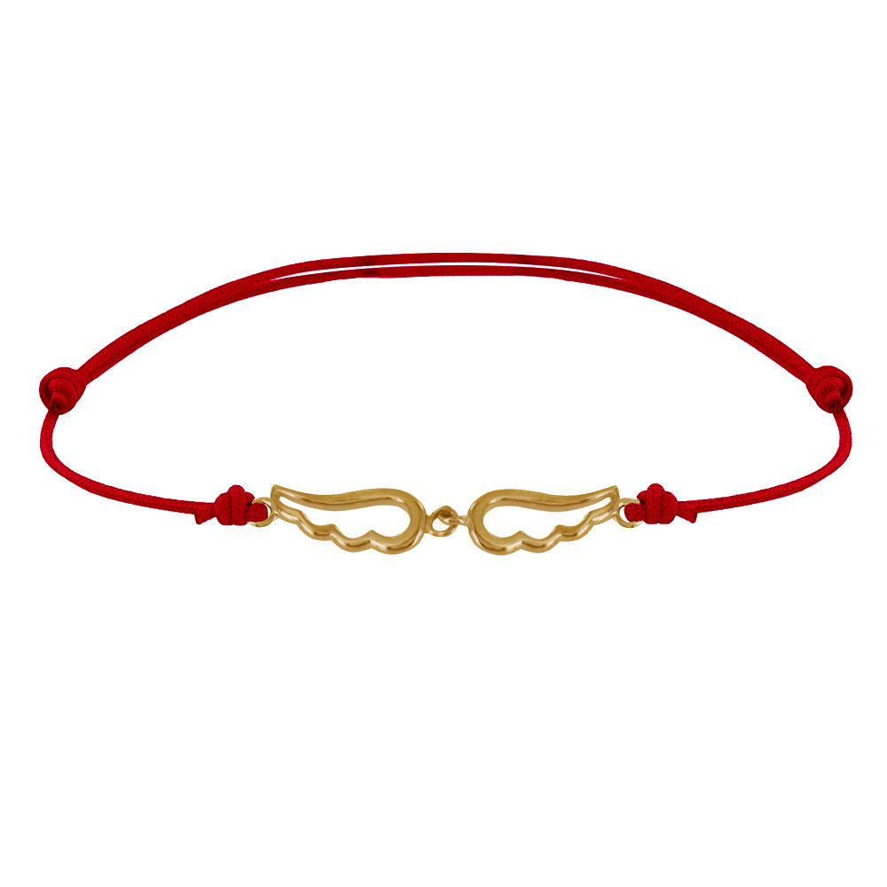 LES POULETTES BIJOUX Bracelet Plaqué Or sur Lien Deux Petites Ailes d'Ange Ajourées