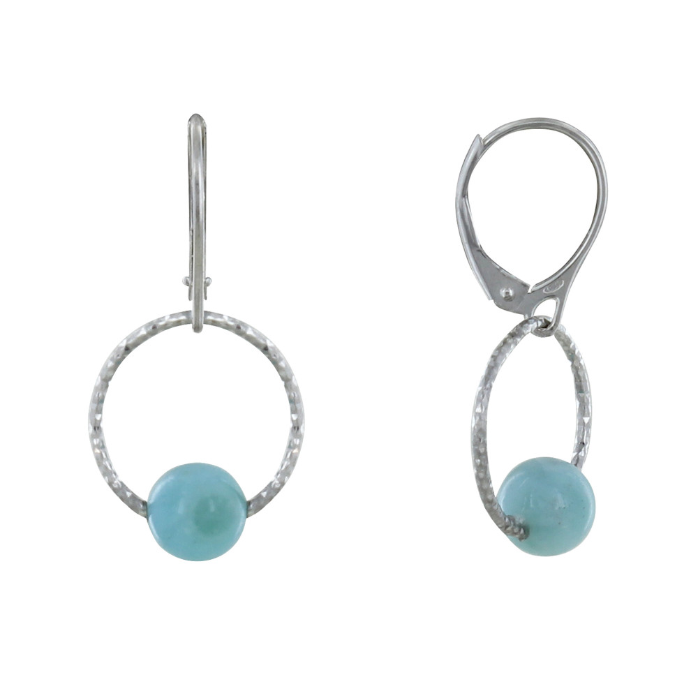 LES POULETTES BIJOUX Boucles d'Oreilles Dormeuse Argent Anneaux Ciselés et Perle de