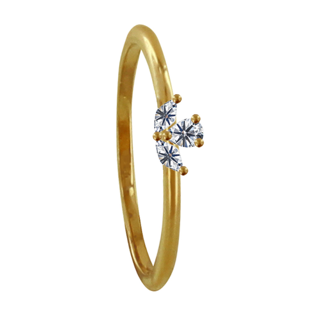 LES POULETTES BIJOUX Bague Plaqué Or Fleur à Trois Strass - taille 60