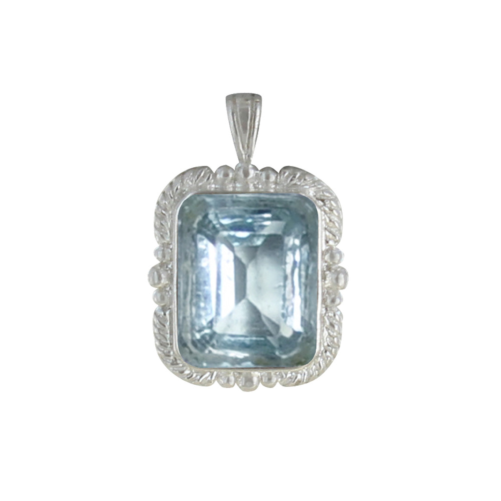 LES POULETTES BIJOUX Pendentif Argent 925 Rectangle de Topaze