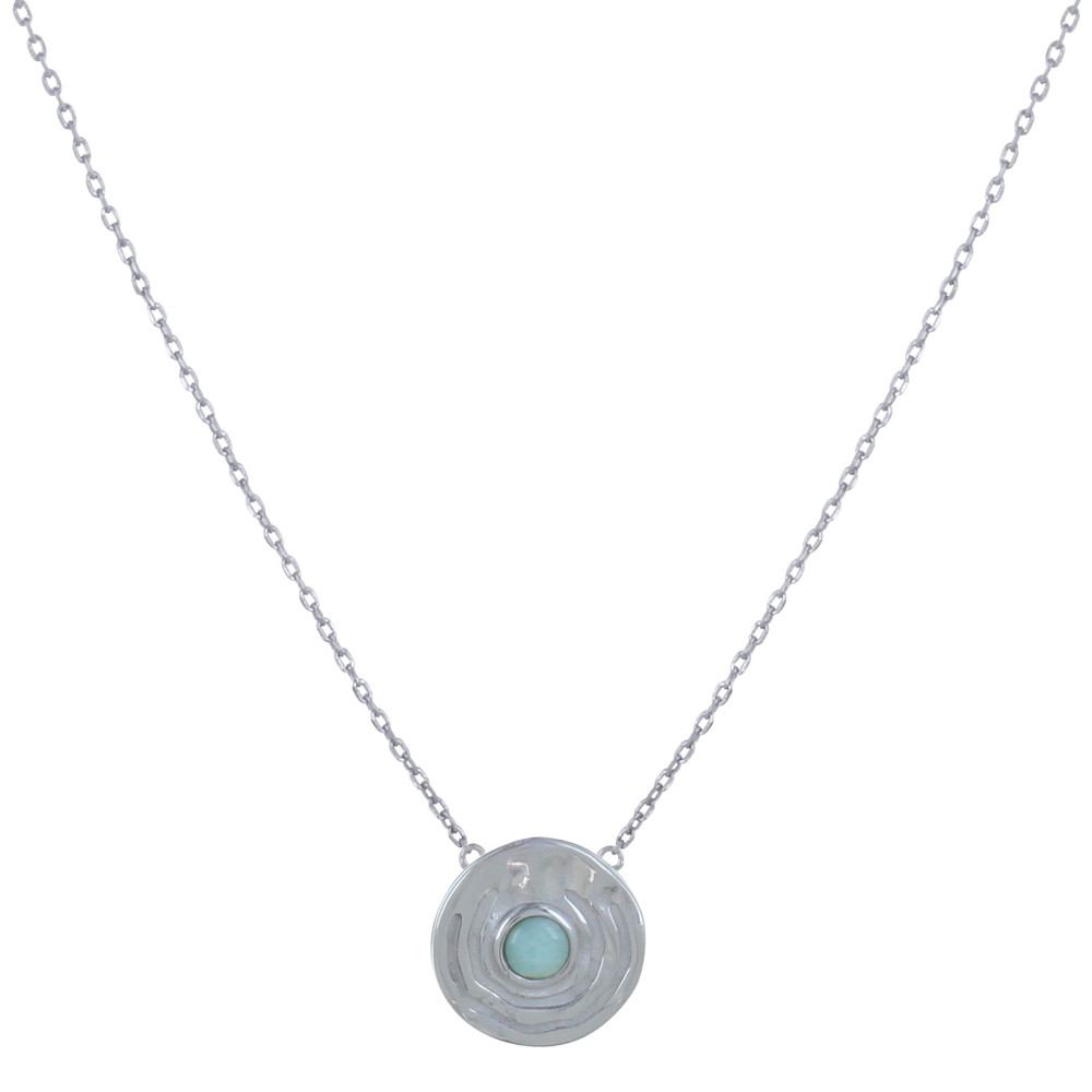 LES POULETTES BIJOUX Collier Chaine Argent 925 Médaille Ronde et Demi Perle de Larim
