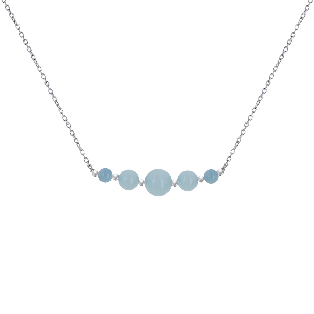 LES POULETTES BIJOUX Collier Chaine Argent Cinq Perles d'Aigue Marine