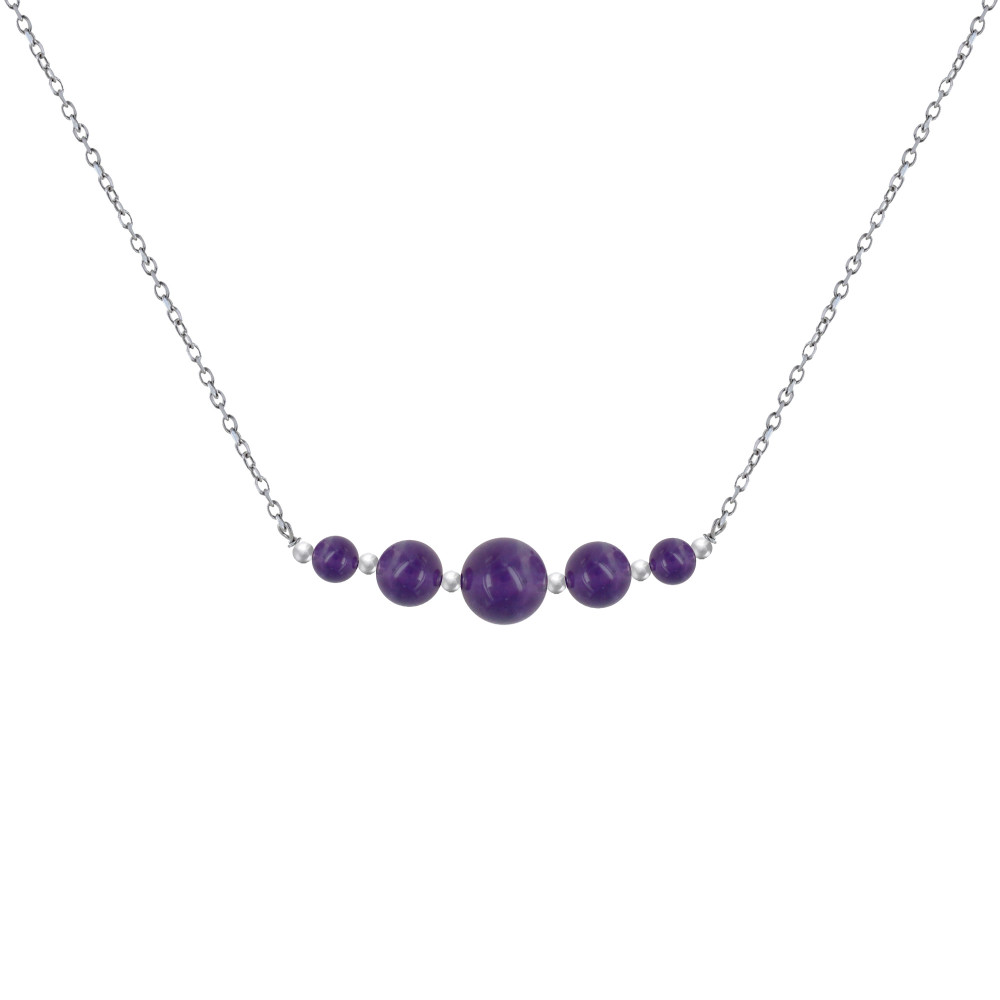 LES POULETTES BIJOUX Collier Chaine Argent Cinq Perles d'Améthyste