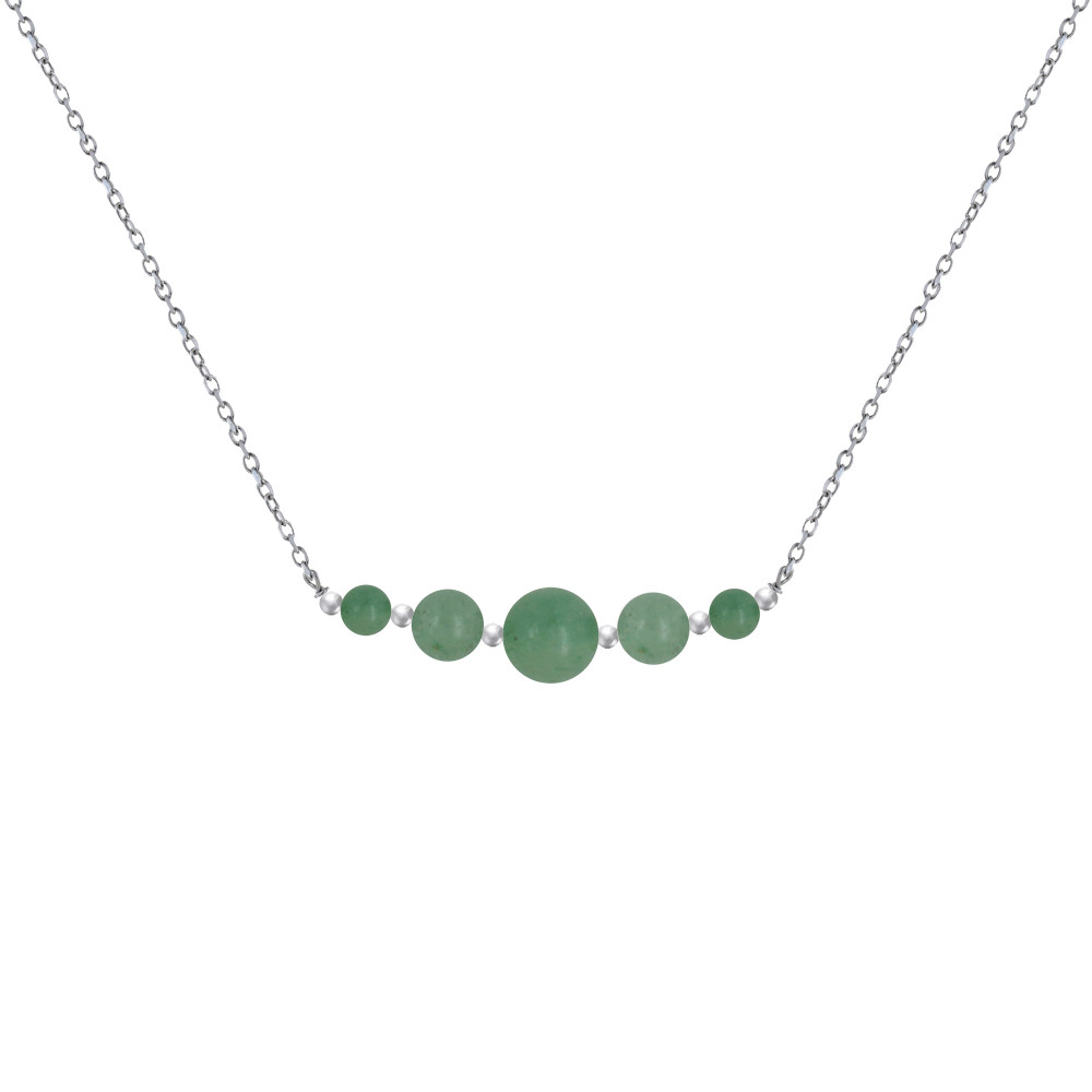 LES POULETTES BIJOUX Collier Chaine Argent Cinq Perles d'Aventurine