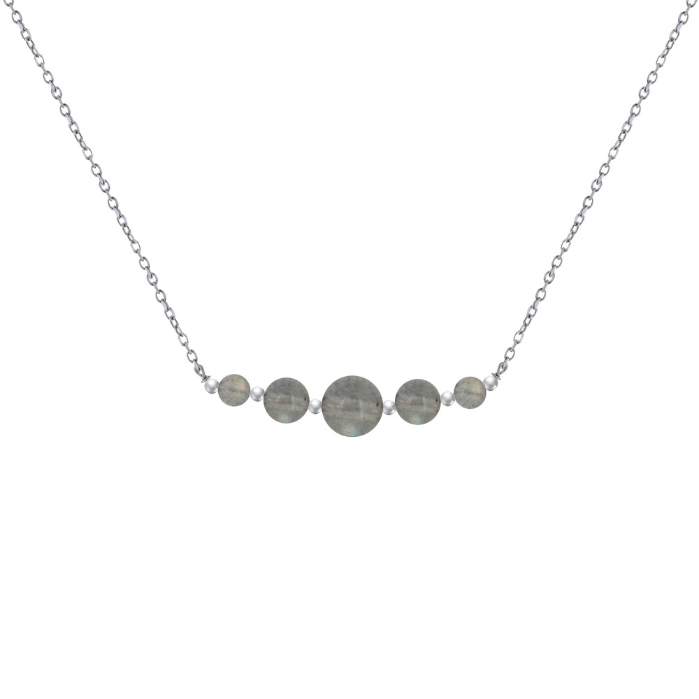 LES POULETTES BIJOUX Collier Chaine Argent Cinq Perles de Labradorite