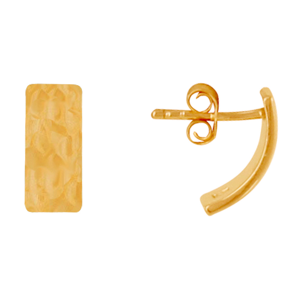 LES POULETTES BIJOUX Boucles d'Oreilles Plaqué Or Rectangle Incurvé Martelé