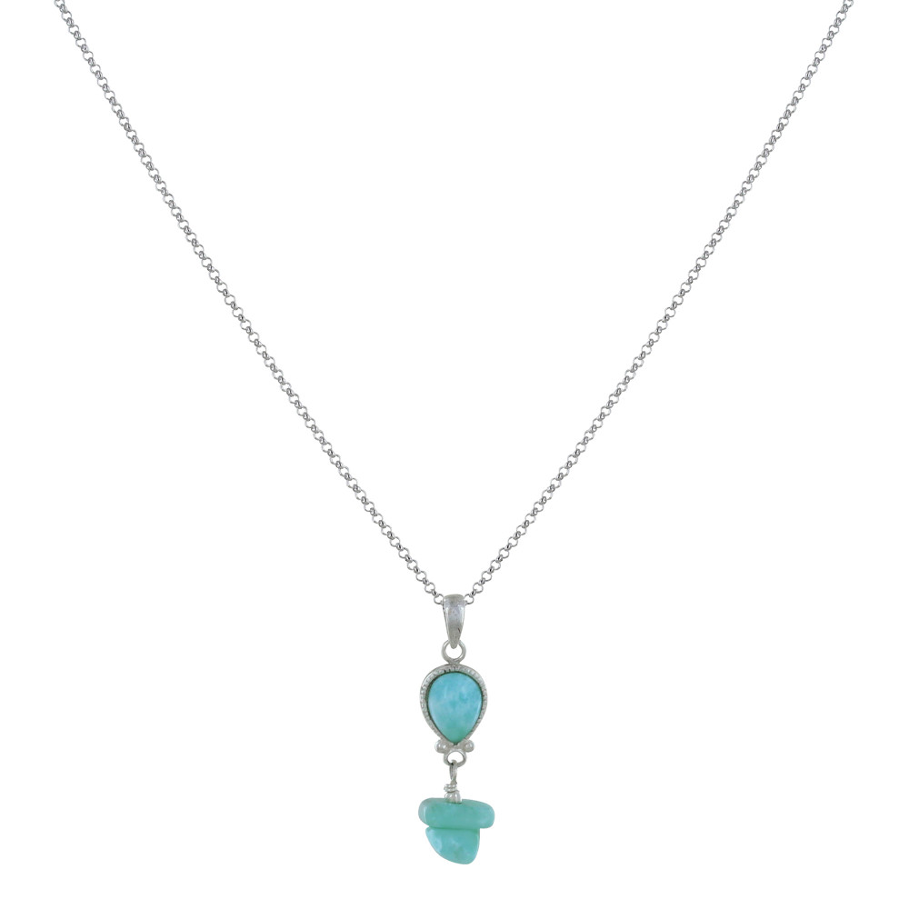 LES POULETTES BIJOUX Collier Chaine Argent Rhodié et Pendentif Goutte et Pépites de