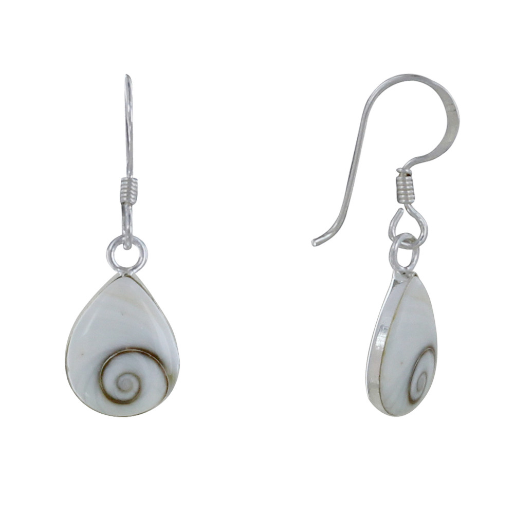 LES POULETTES BIJOUX Boucles d'Oreilles Argent Goutte Plate Oeil de Ste Lucie