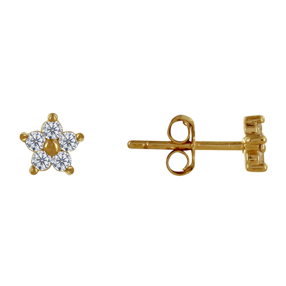LES POULETTES BIJOUX Boucles d'Oreilles Plaqué Or Flocon de Neige et Strass