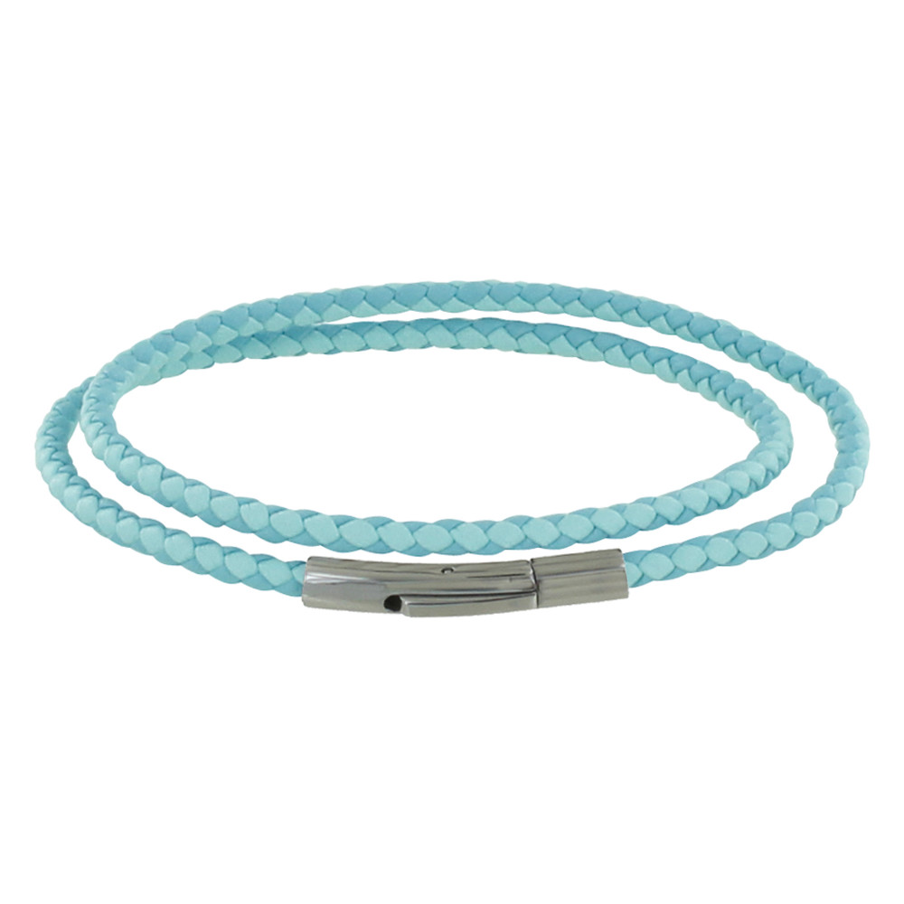 LES POULETTES BIJOUX Bracelet Homme Double Tour Bicolore Cuir Tréssé Rond pour Poign