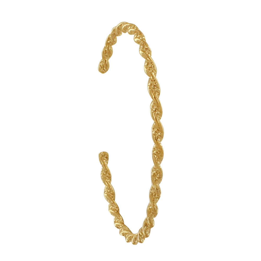 LES POULETTES BIJOUX Bracelet Plaqué Or Demi Jonc Torsadé et Diamanté Rond