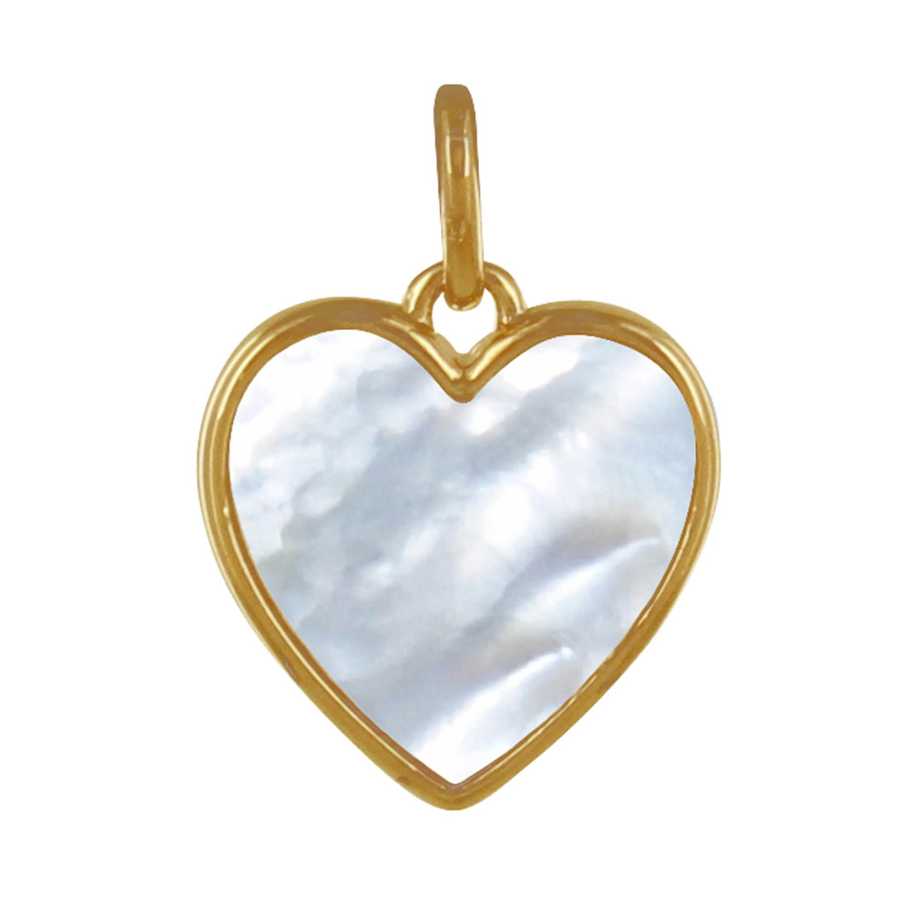 LES POULETTES BIJOUX Pendentif Plaqué Or Coeur de Nacre