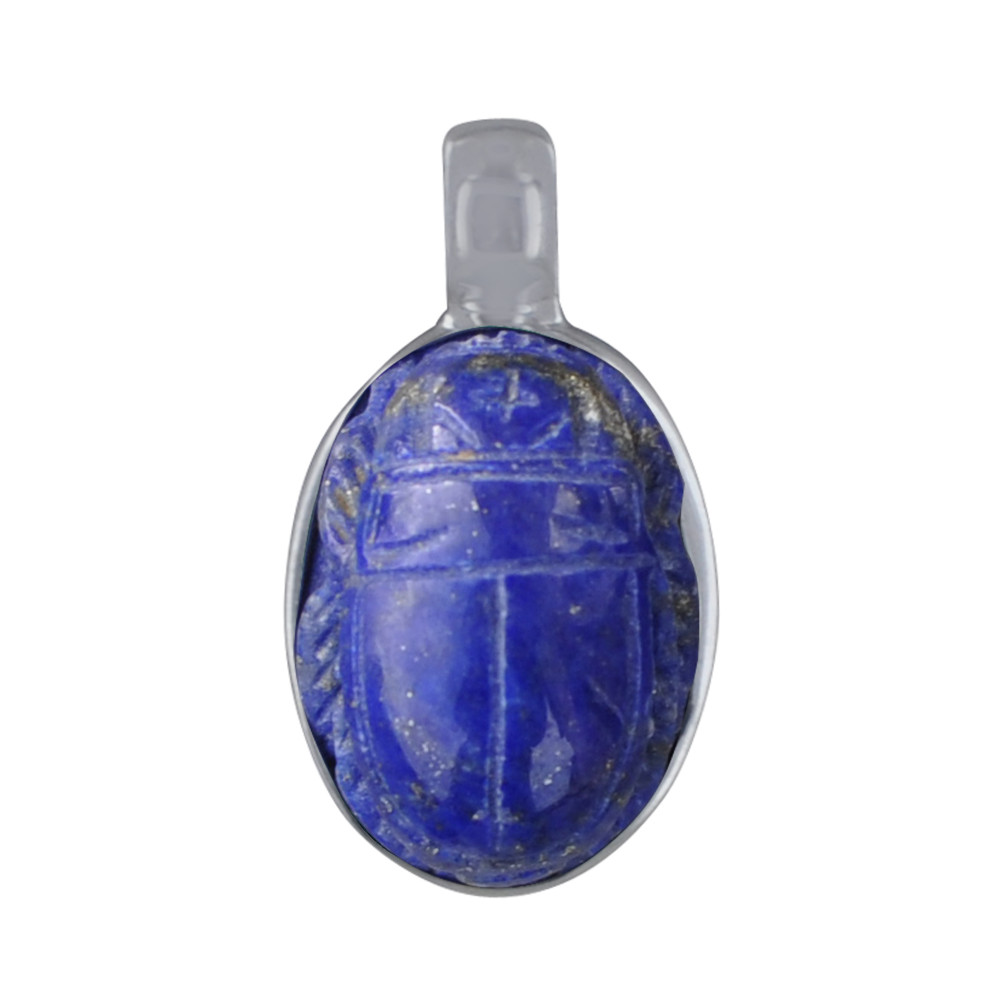 LES POULETTES BIJOUX Pendentif Argent Scarabée en Lapis Lazuli