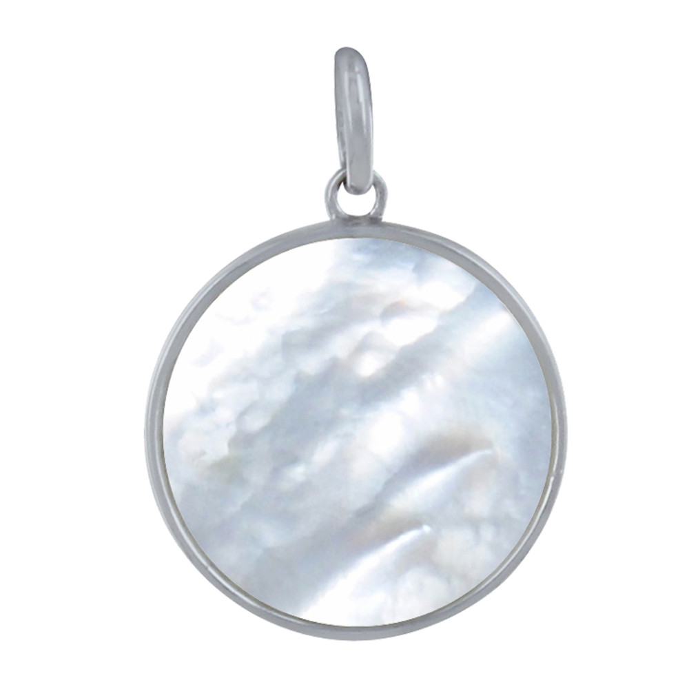 LES POULETTES BIJOUX Pendentif Argent Rond de Nacre
