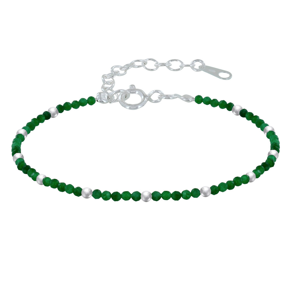 LES POULETTES BIJOUX Bracelet Argent Perles et Aventurine Verte Facetté M1