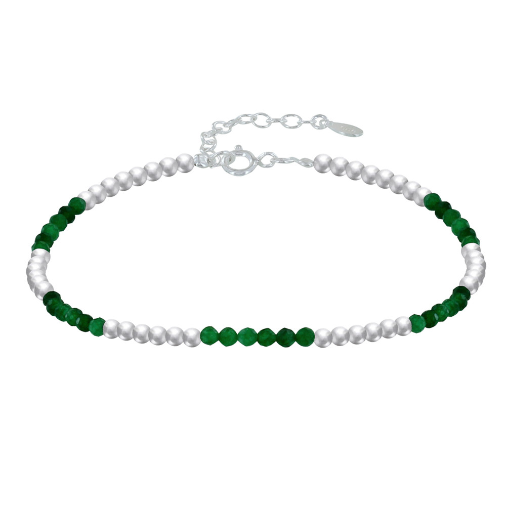 LES POULETTES BIJOUX Bracelet Argent Perles et Aventurine Verte Facetté M2