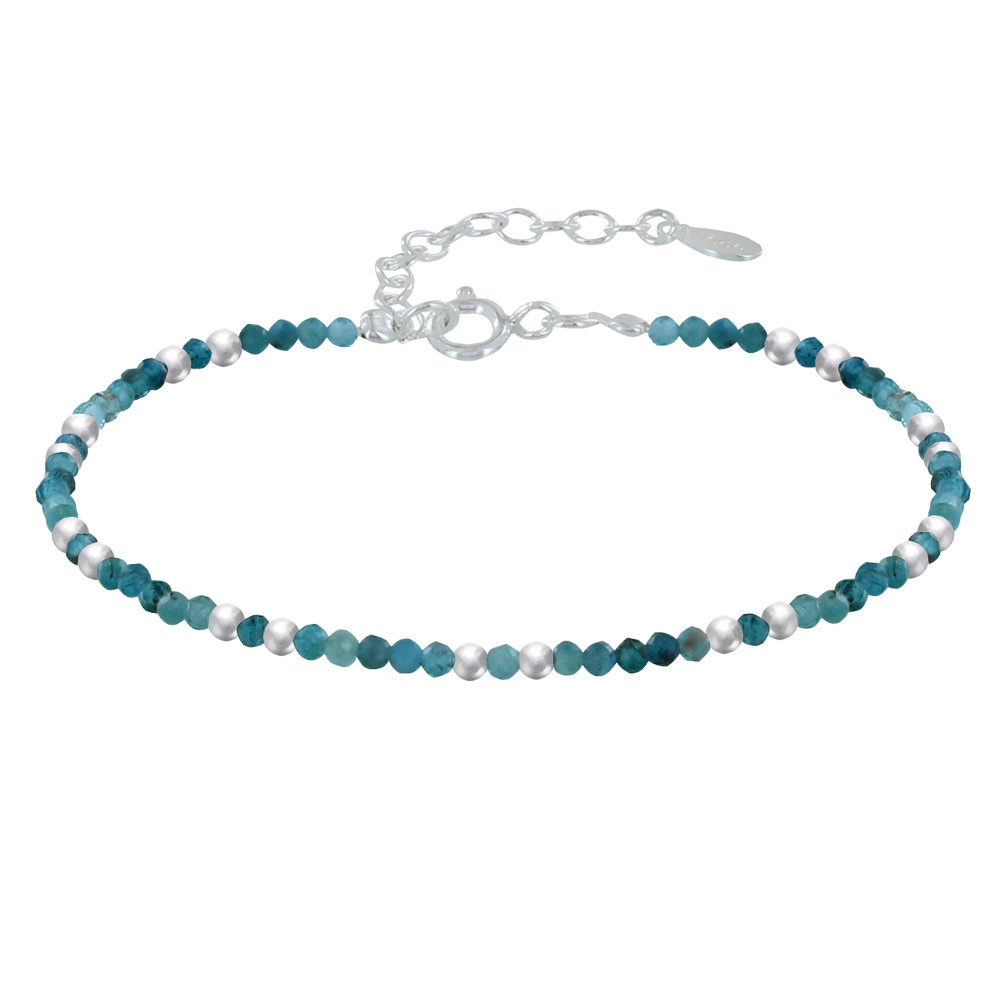 LES POULETTES BIJOUX Bracelet Argent Perles et Apatite Bleue Facetté M1