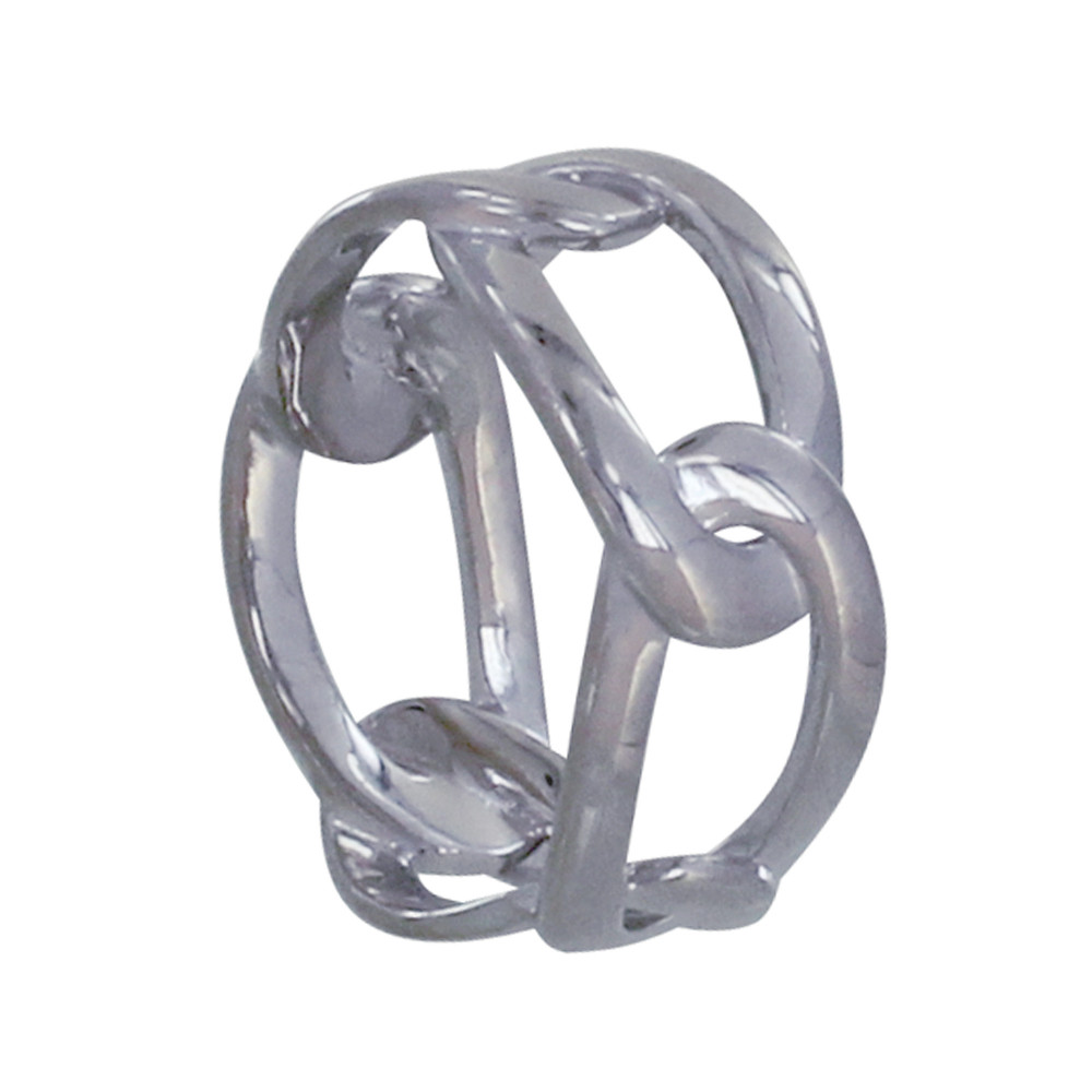 LES POULETTES BIJOUX Bague Argent 925 Rhodié Maillons Ovales Entrelacés - taille 50